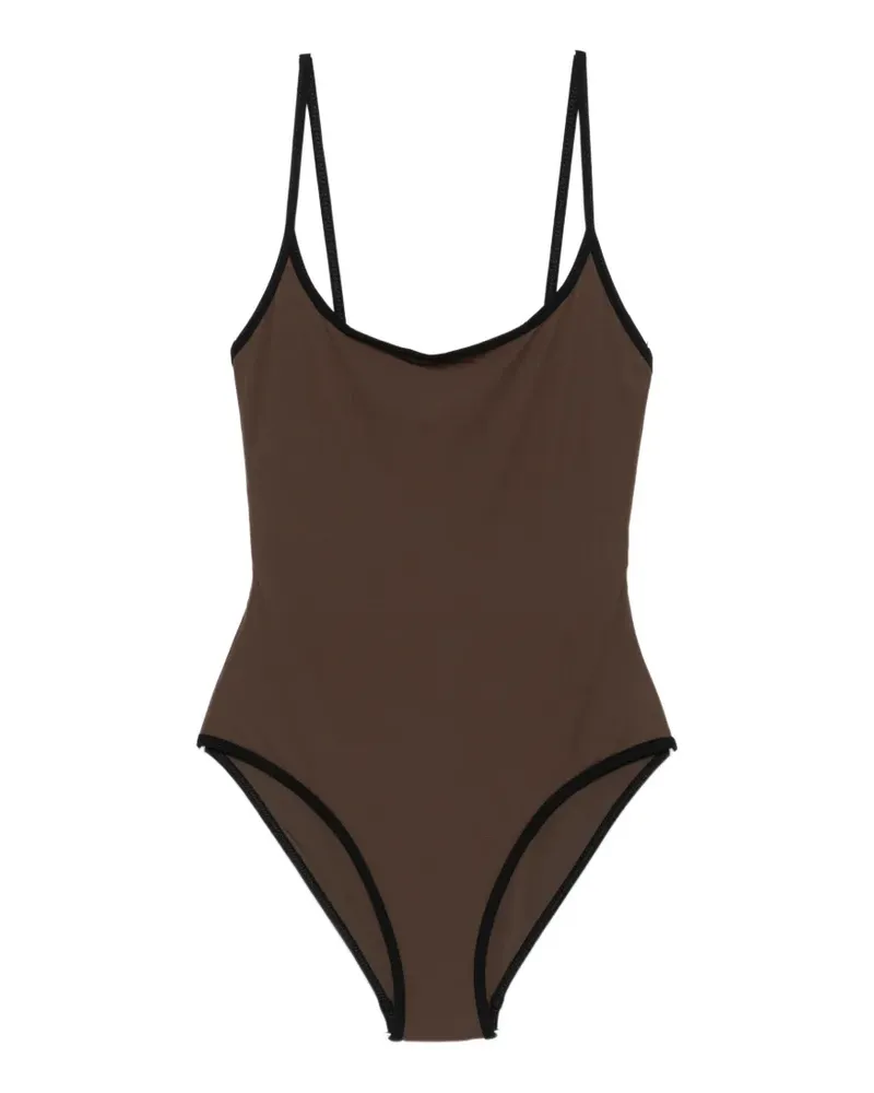 Totême contrast-trim swimsuit - Braun Braun