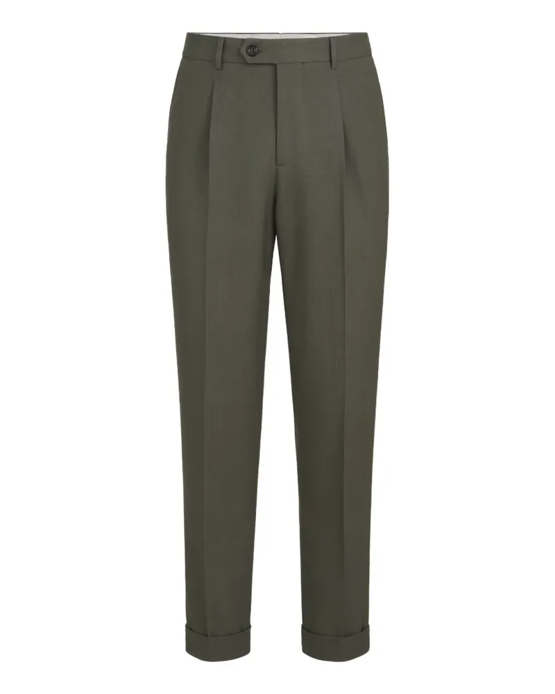 Brunello Cucinelli virgin wool canvas trousers with pleat - Grün Grün