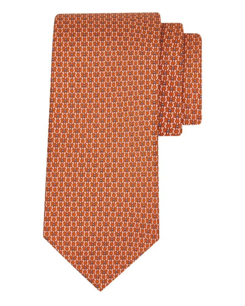 Ferragamo Seidenkrawatte mit Gancini-Print - Orange Orange