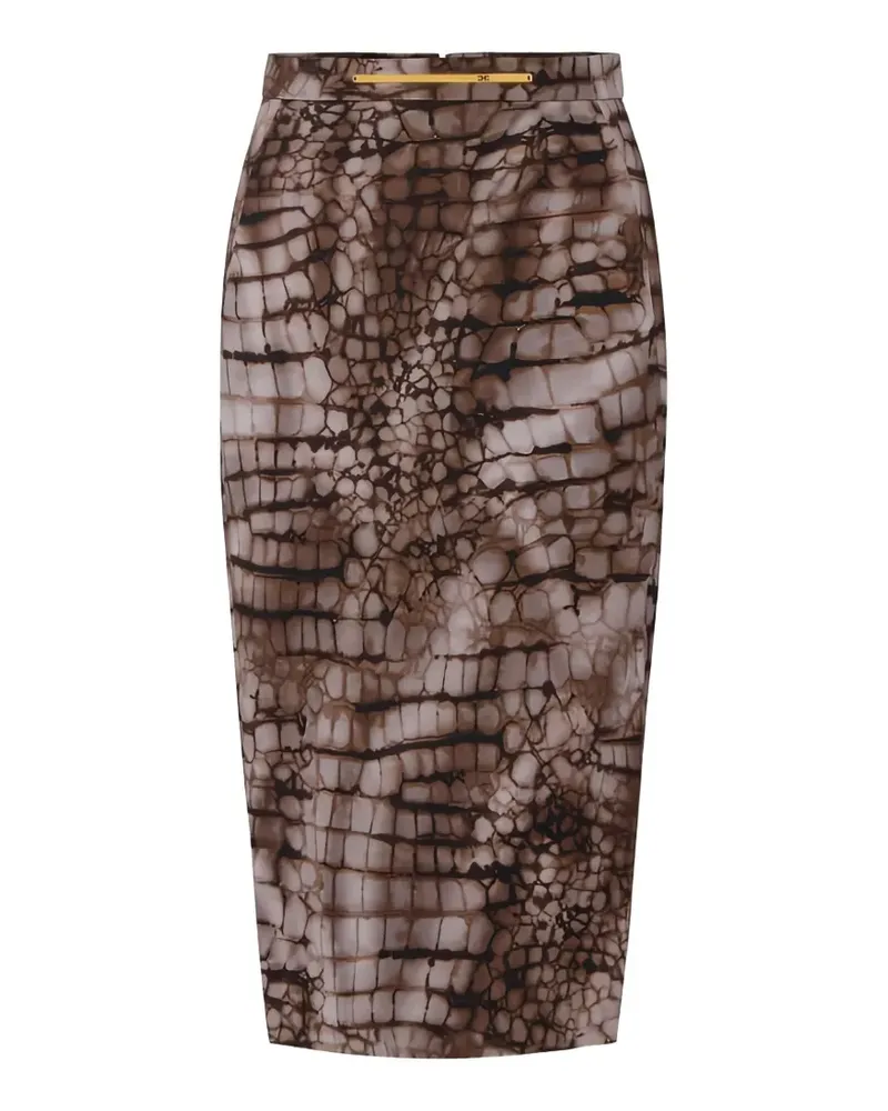 Elisabetta Franchi alligator-patterned midi skirt - Braun Braun