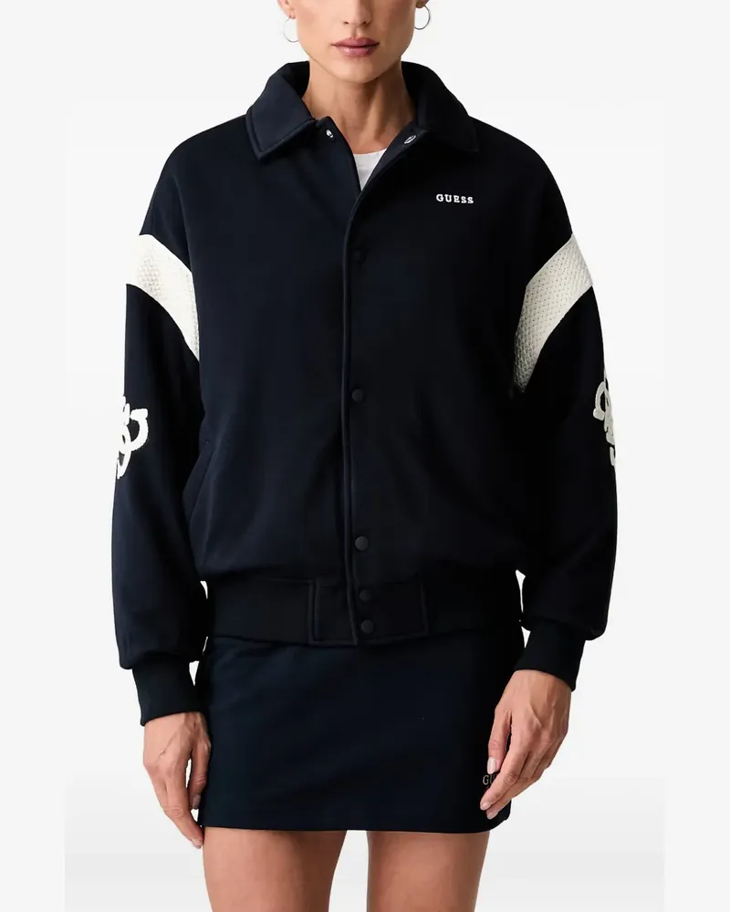 Guess logo-embroidered bomber jacket - Blau Blau