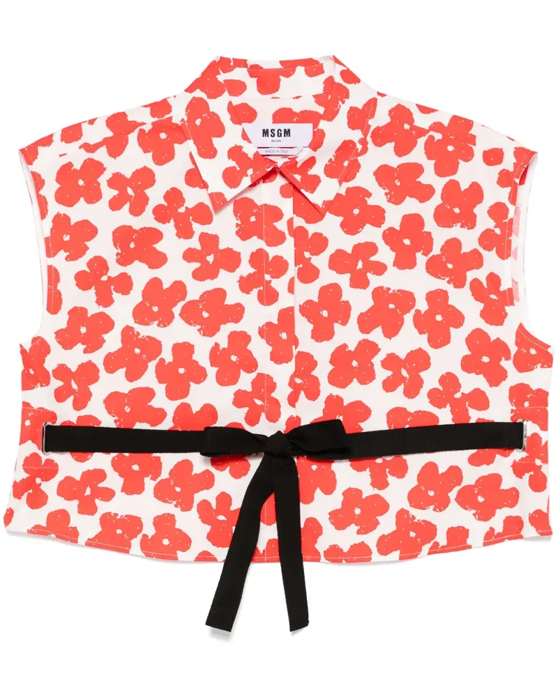 MSGM Hemd mit Blumen-Print - Weiß Weiß