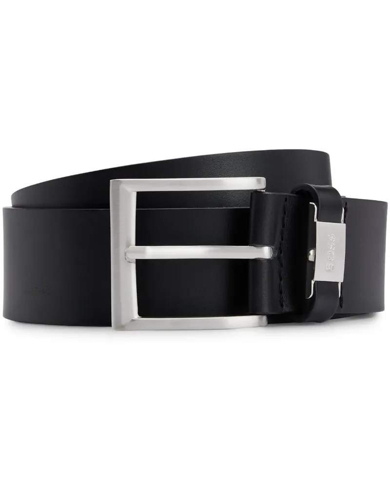 HUGO BOSS Ledergürtel mit Logo-Schild - Schwarz Schwarz