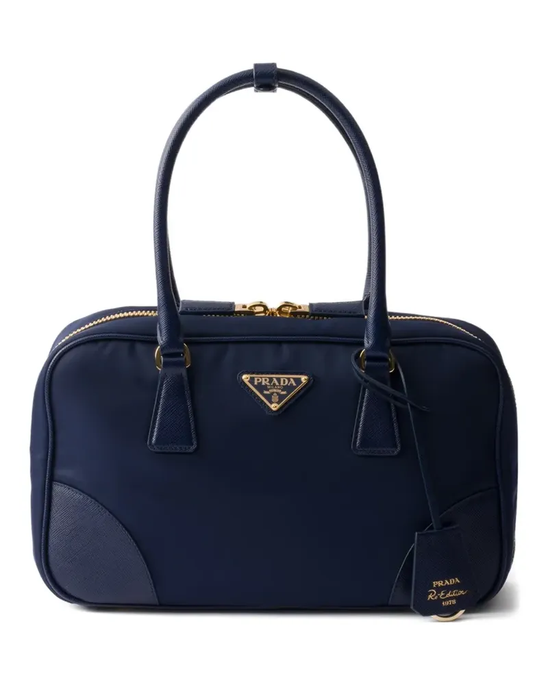 Prada Mittelgroße Tote Bag mit Logo - Blau Blau