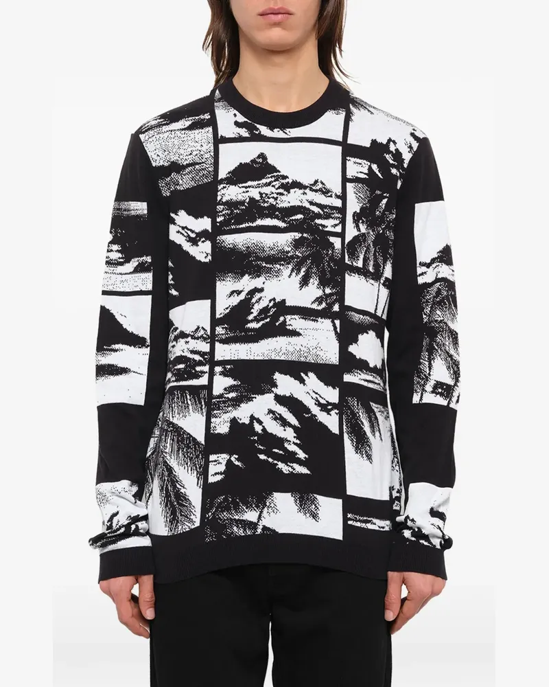 Kenzo landscape-print crew-neck sweater - Schwarz Schwarz