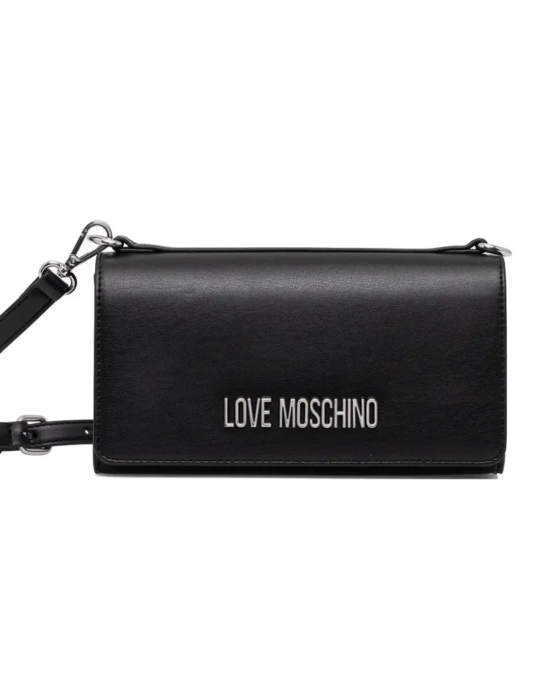 Moschino logo-plaque cross body bag - Schwarz Schwarz