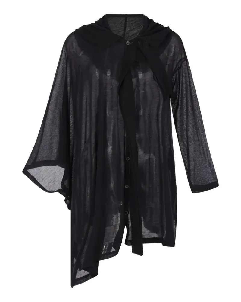 Yohji Yamamoto asymmetric-hem hooded jacket - Schwarz Schwarz