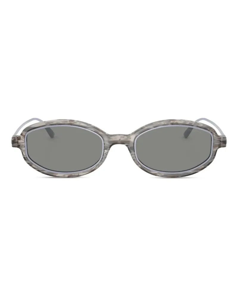 Emporio Armani marbled geometric-frame sunglasses - Grau Grau