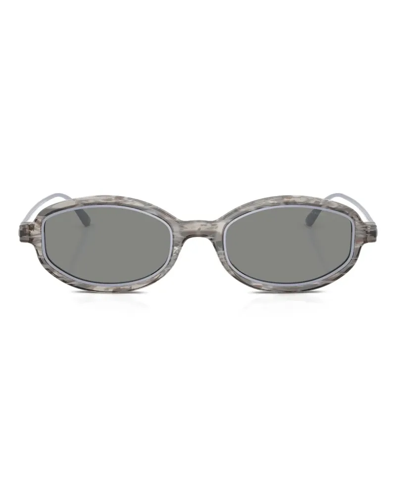 Emporio Armani marbled geometric-frame sunglasses - Grau Grau