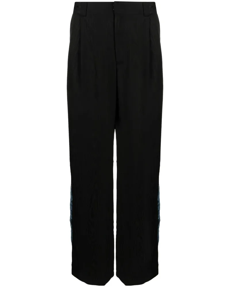 AHLUWALIA Gerade Bundfaltenhose mit Einsätzen - Schwarz Schwarz
