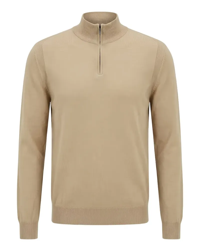 HUGO BOSS zipper-neck sweater in wool, silk and cashmere - Nude Nude
