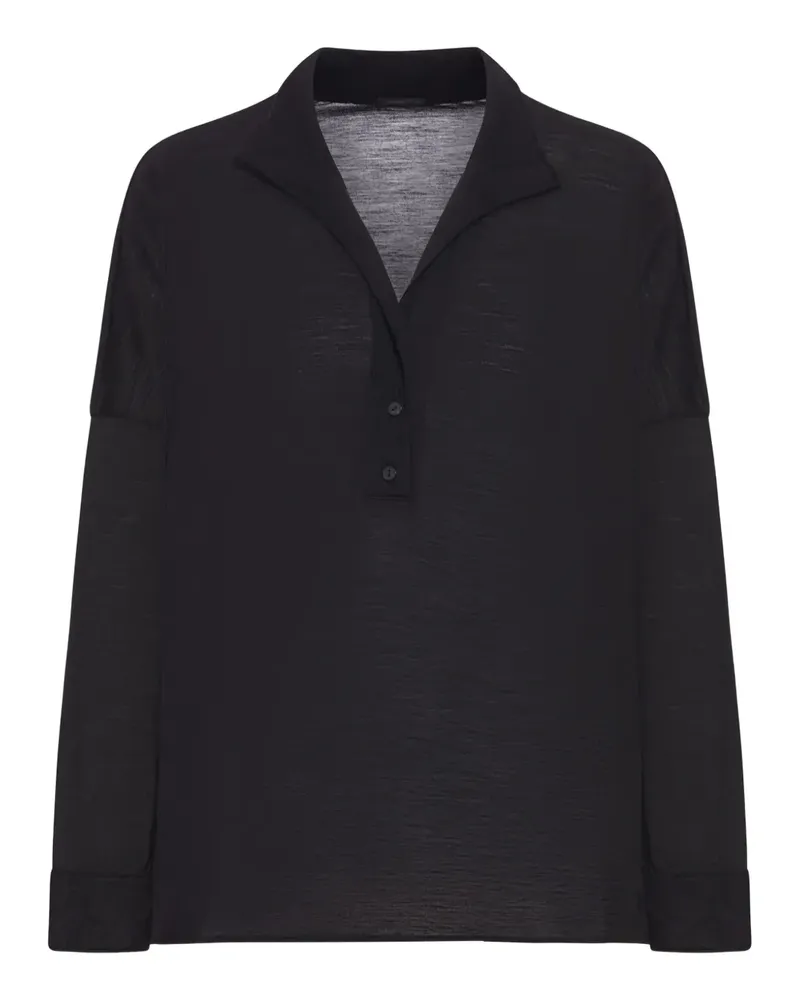 TRANSIT wool polo top - Schwarz Schwarz