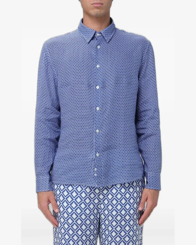 PENINSULA Leinenhemd mit geometrischem Print - Blau Blau