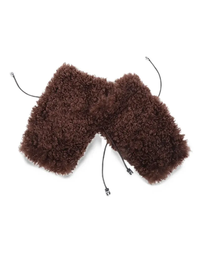 Ganni Fäustlinge aus alternativem Shearling - Braun Braun