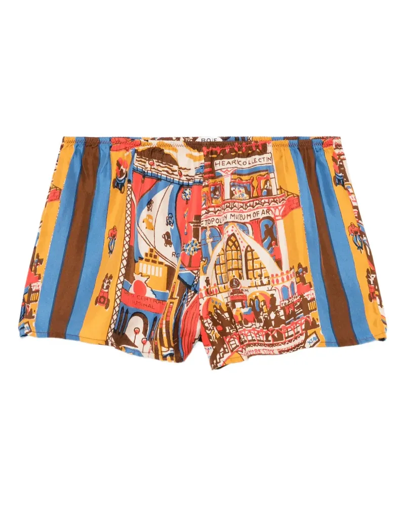 BODE Shorts mit Manhattan Island-Print - Orange Orange