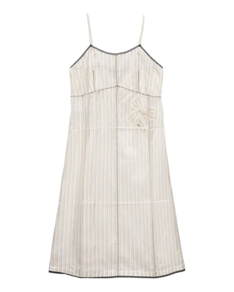 Prada Gestreiftes Kleid mit Schleife - Nude Nude