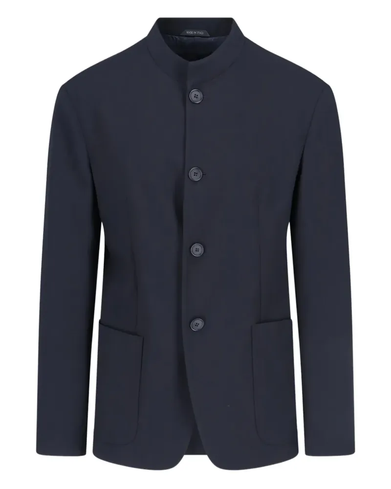 Giorgio Armani Wolljacke mit Mandarinkragen - Blau Blau