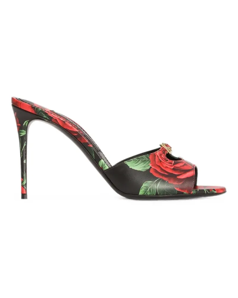 Dolce & Gabbana Mules mit Rosen-Print - Schwarz Schwarz