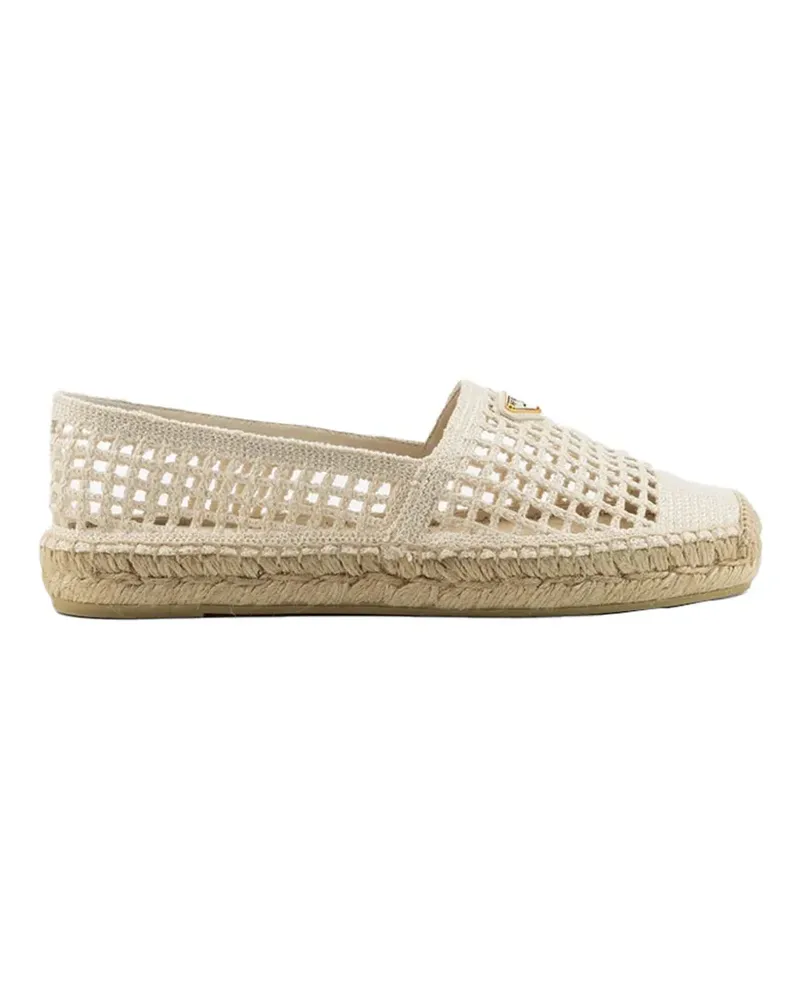 Prada crochet-knit logo-plaque espadrilles - Nude Nude