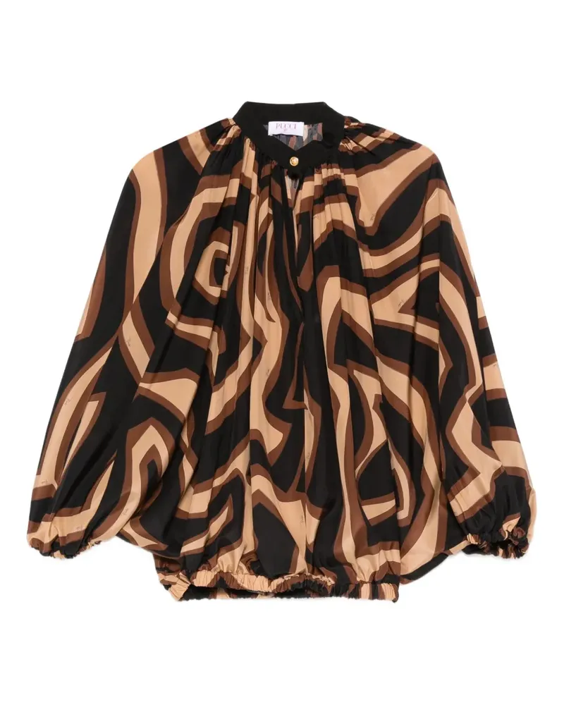 Emilio Pucci abstract-pattern gathered top - Braun Braun