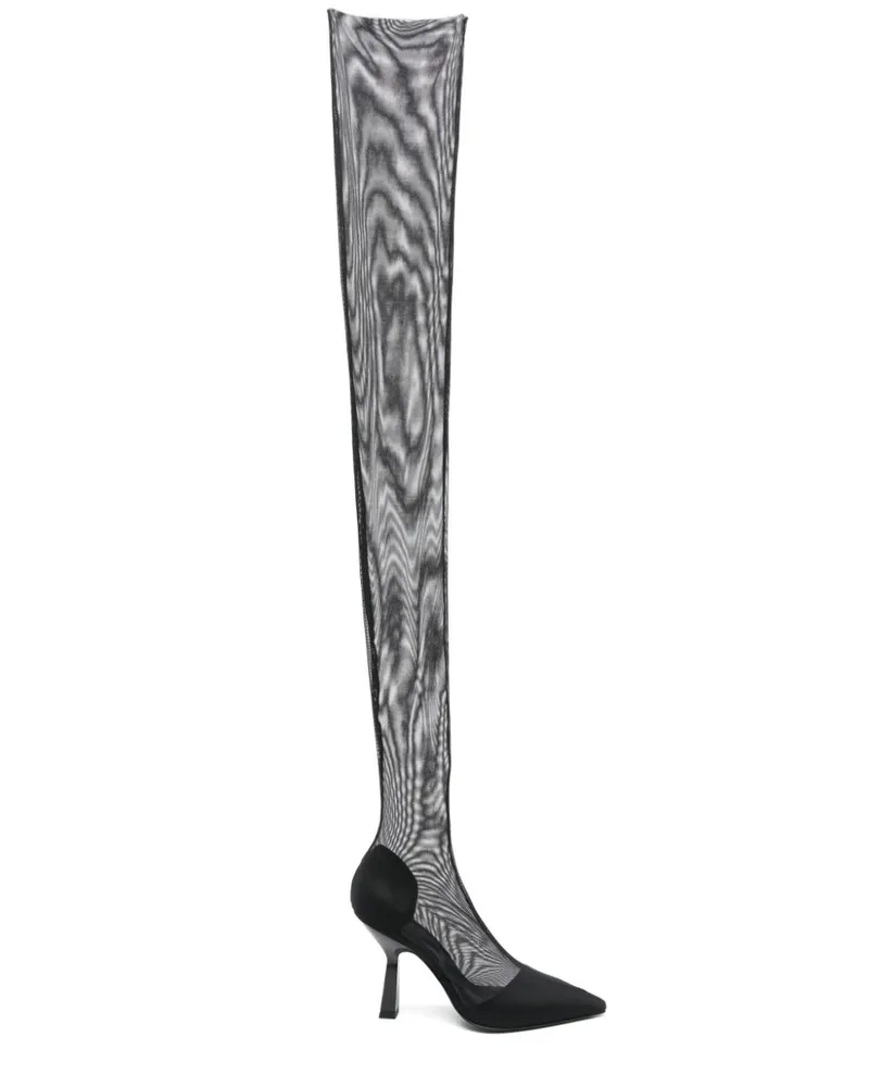 Patrizia Pepe Overknee-Stiefel mit Tüll 100mm - Schwarz Schwarz