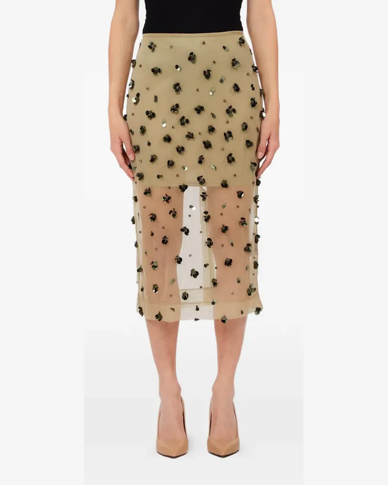 Liu Jo floral embellished midi skirt - Nude Nude