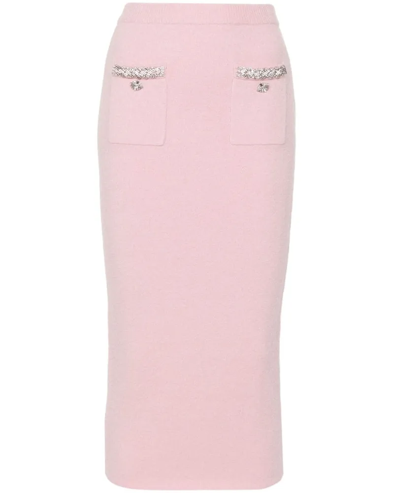 Self-Portrait Gestrickter Midirock - Rosa Rosa