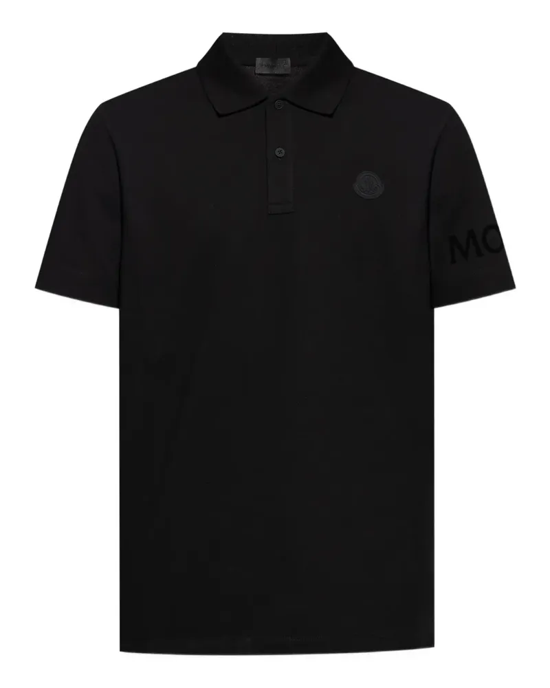 Moncler Poloshirt mit Logo-Schild - Schwarz Schwarz