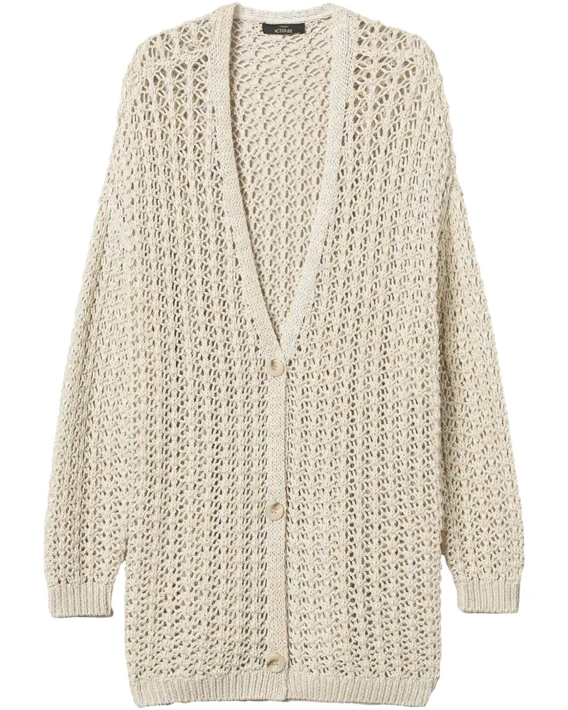 Twin-Set Langer Cardigan mit Lochstrickmuster - Nude Nude