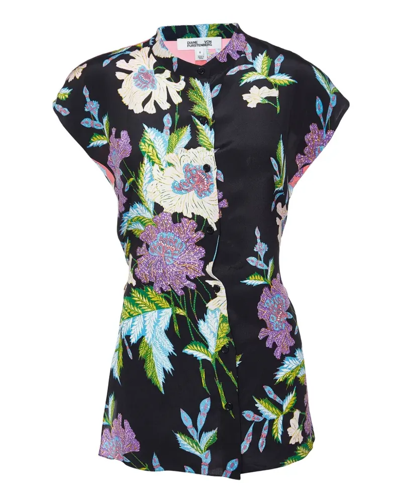 Diane von Furstenberg floral-print silk blouse - Schwarz Schwarz