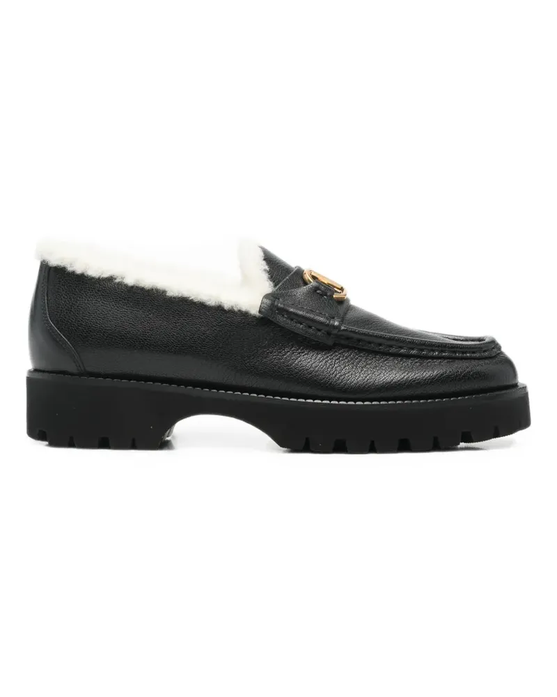 Valentino Garavani VLogo shearling-lined leather loafers - Schwarz Schwarz