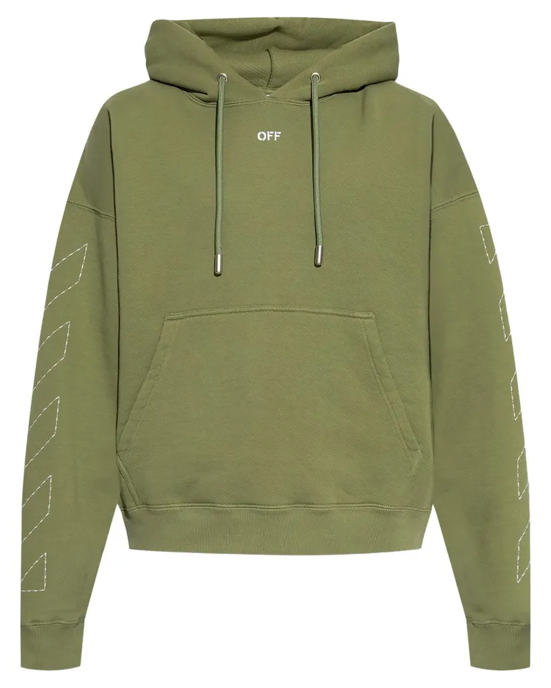 OFF-WHITE Hoodie mit Logo-Stickerei Grün