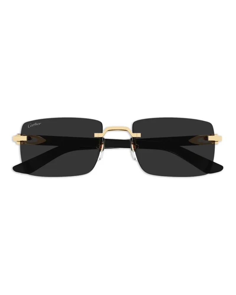 Cartier rimless rectangle-frame sunglasses - Gold Gold