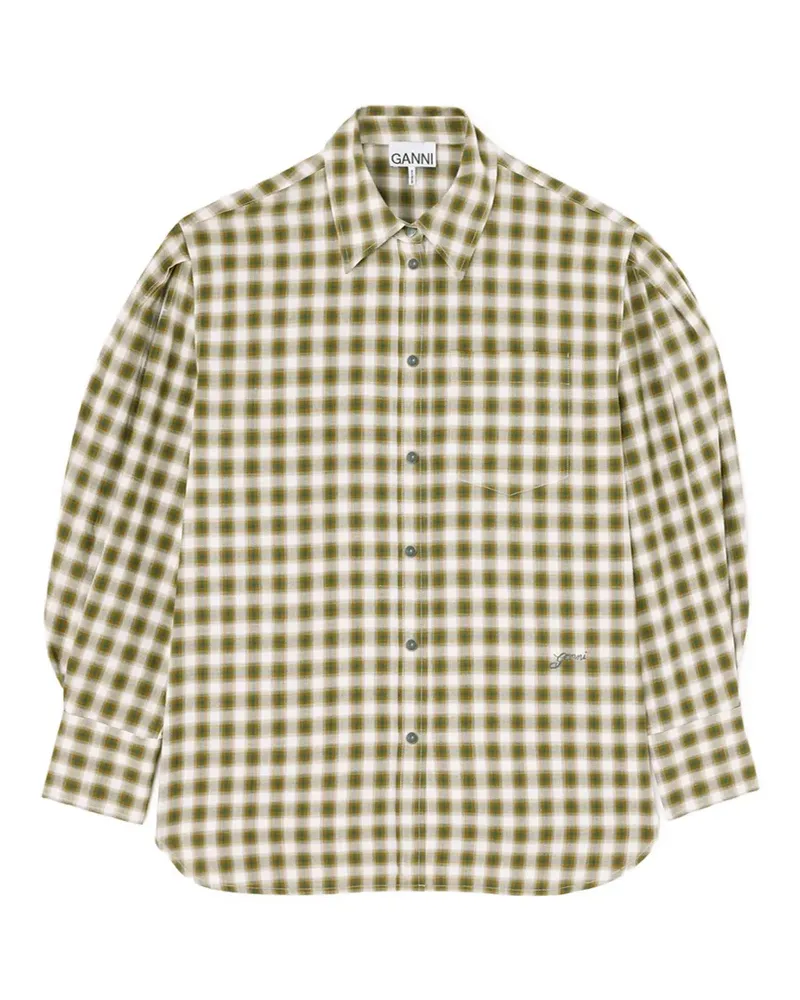 Ganni Hemd aus Light Check Flanell - Grün Grün
