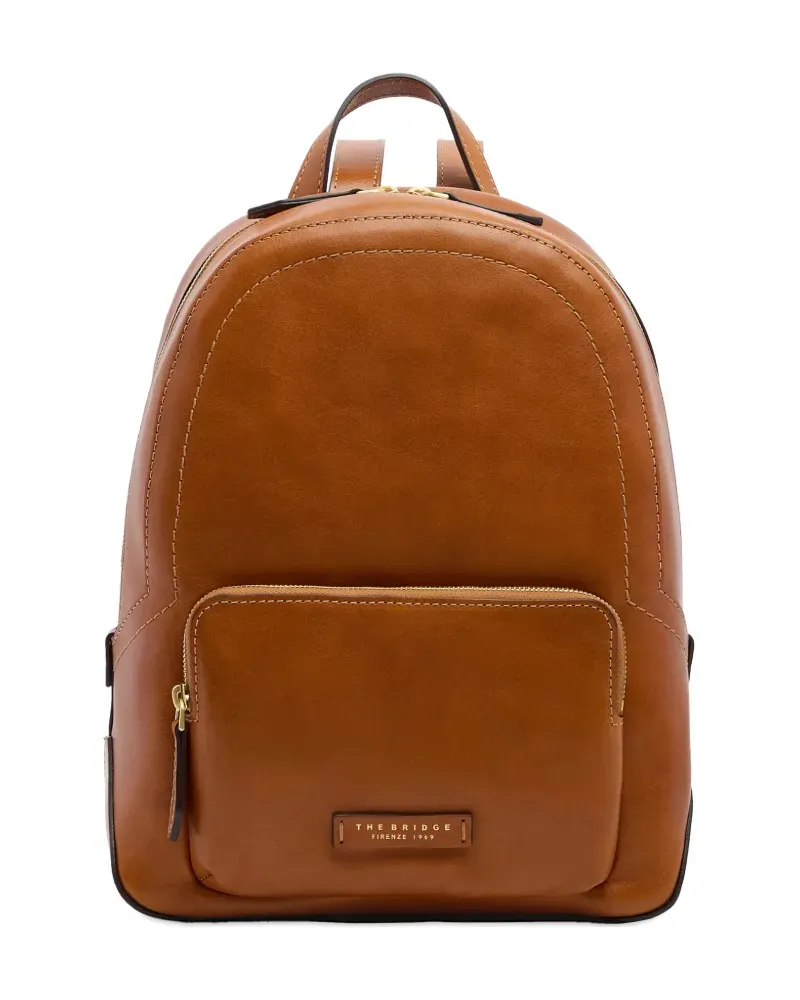 The Bridge Larissa front-pocket leather backpack - Braun Braun