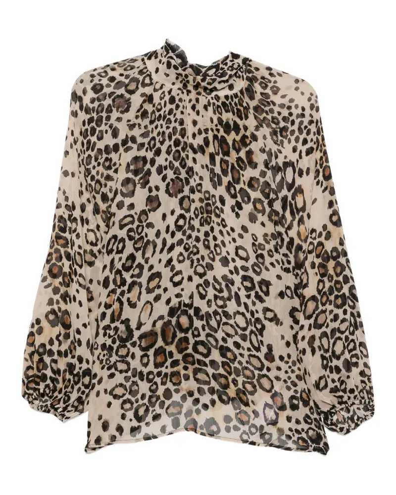 Marc Cain Bluse mit Leopardenprint und Schleife - Nude Nude