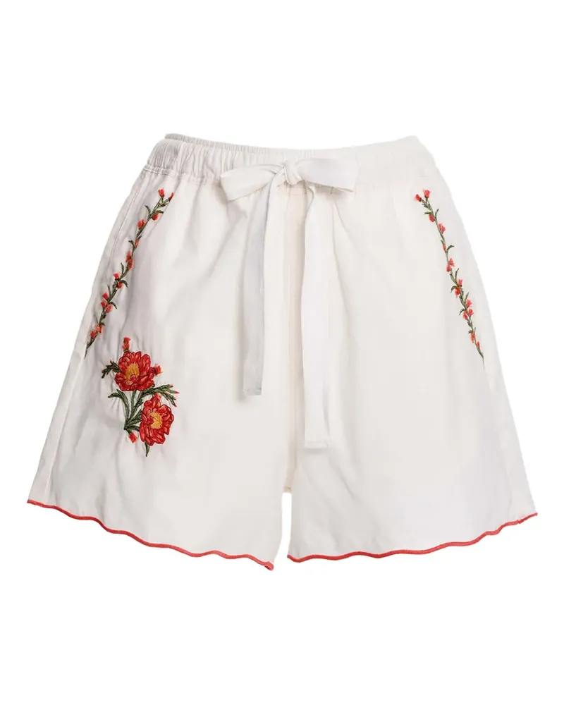 AGUA BENDITA Shorts mit Blumenstickerei - Weiß Weiß