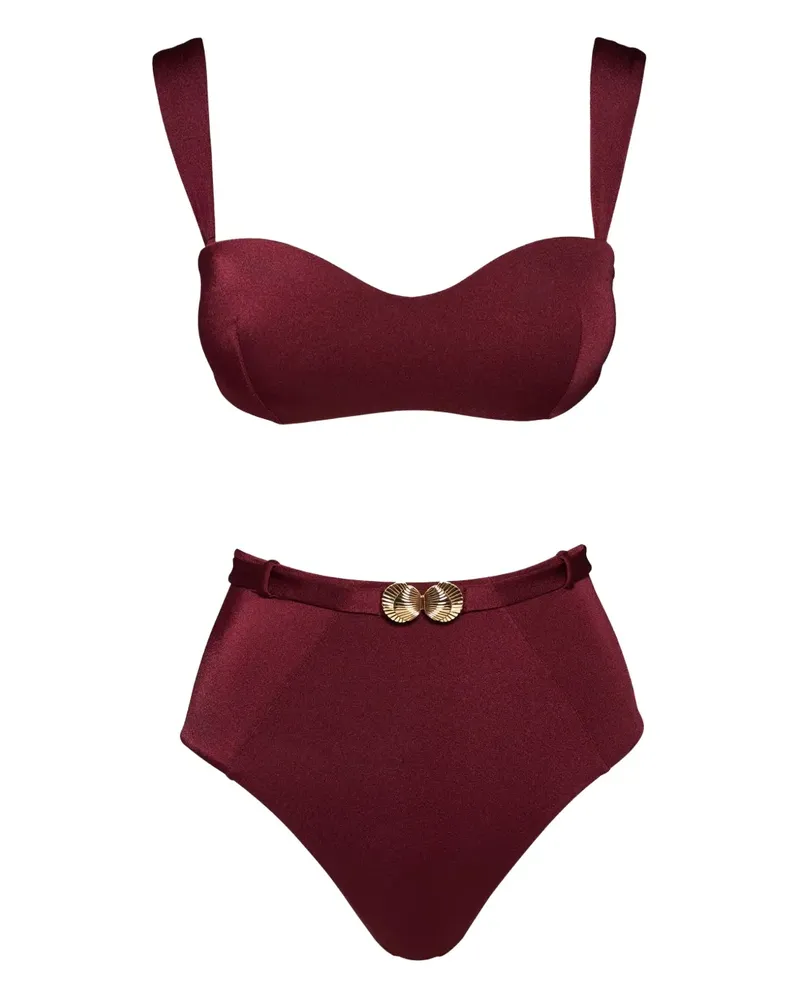 Noire Swimwear High-Waist-Badeanzug mit Gürtel - Rot Rot