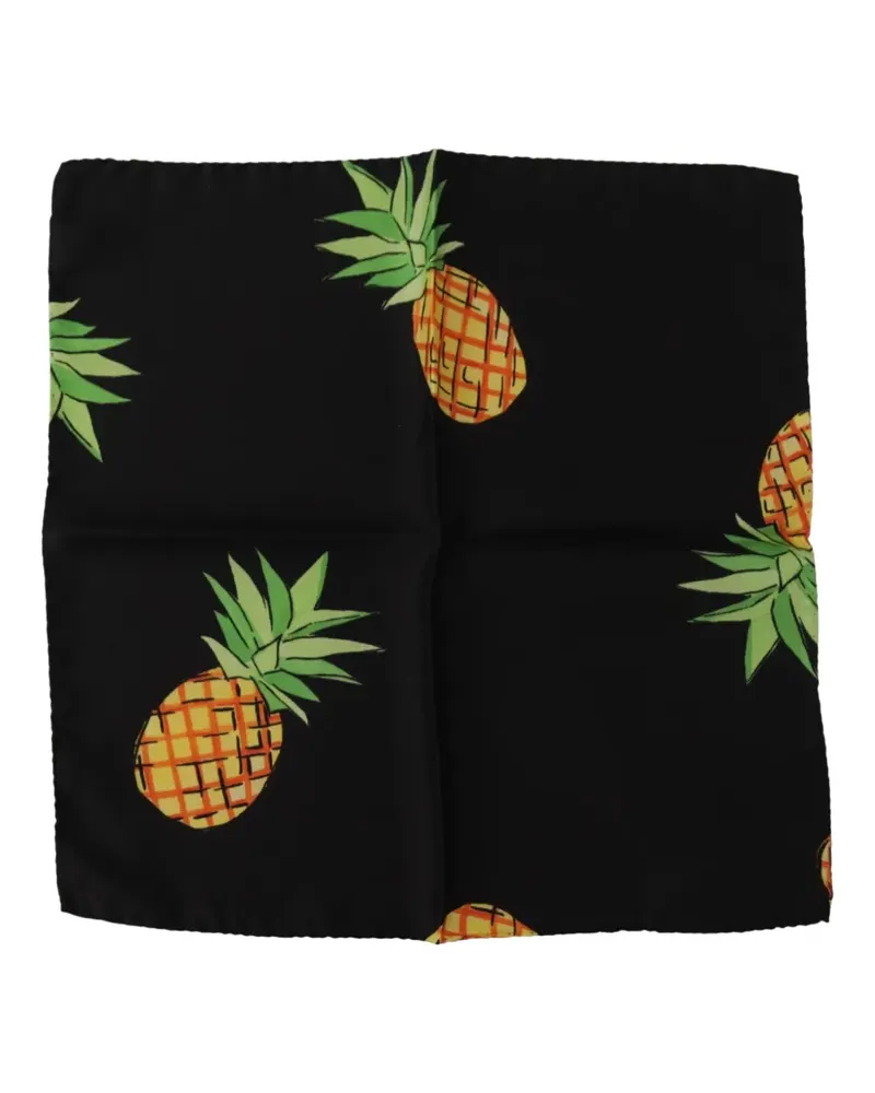 Dolce & Gabbana Einstecktuch aus Seide mit Ananas-Print - Schwarz Schwarz