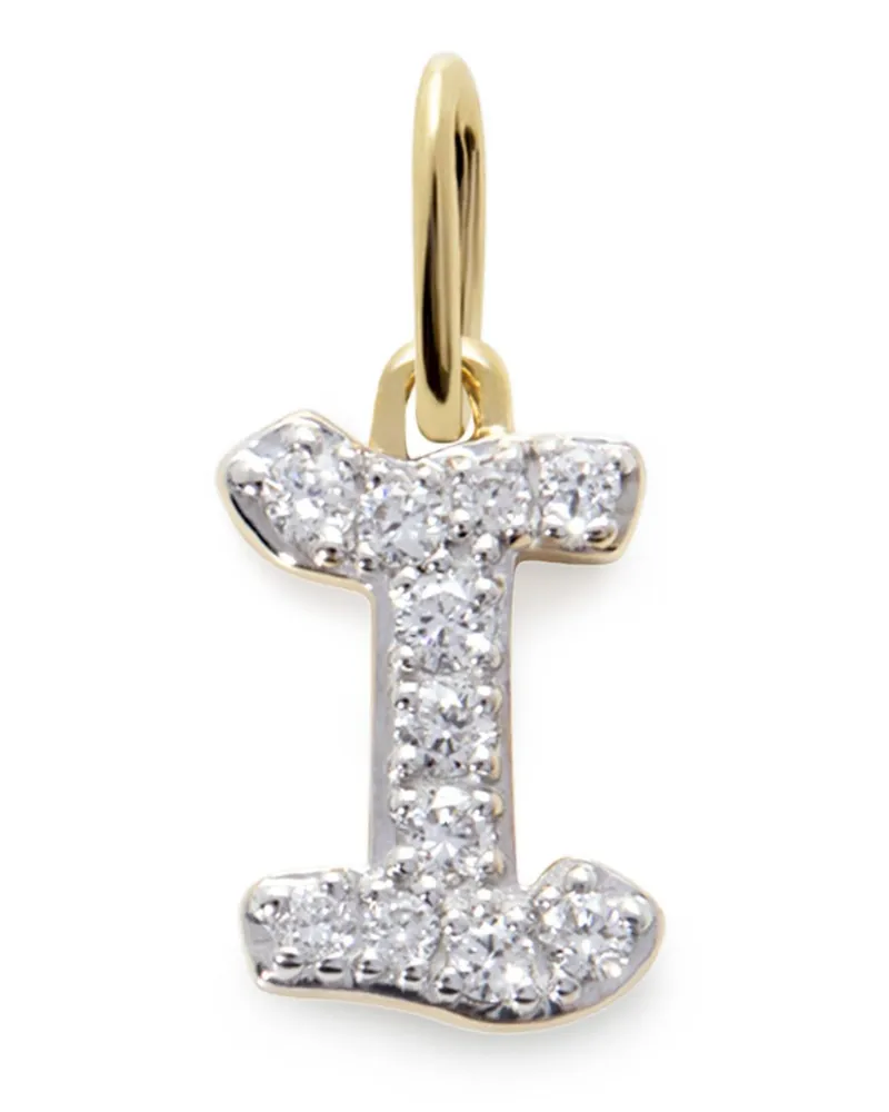 Monica Vinader 14kt Initial I Gelbgoldanhänger mit Diamant Gold
