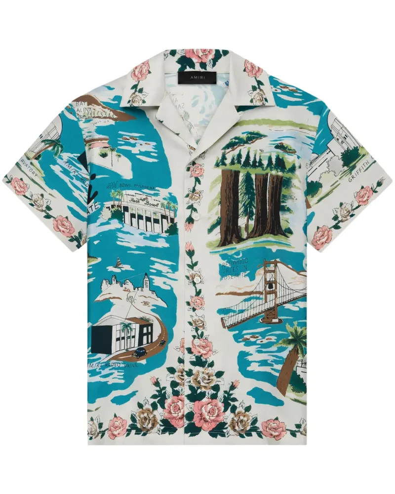 Amiri T-Shirt mit "California"-Print - Blau Blau