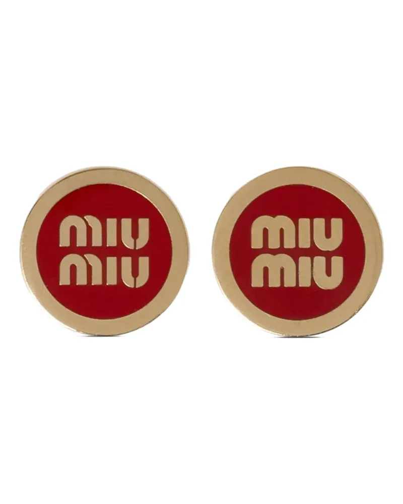 Miu Miu Ohrringe mit Logo-Schild - Gold Gold