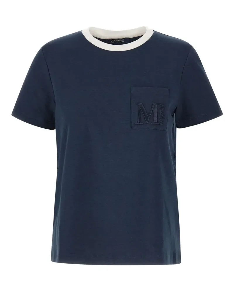 Max Mara T-Shirt mit aufgestickter Tasche - Blau Blau