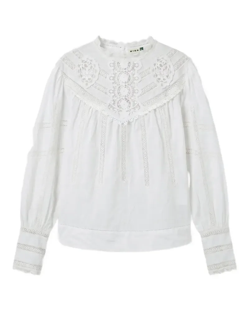 RIXO Tamzin Bluse mit Spitzenbesatz - Weiß Weiß