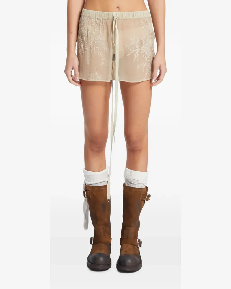 Ann Demeulemeester Bestickte Nisa Shorts aus Seidenvoile - Nude Nude