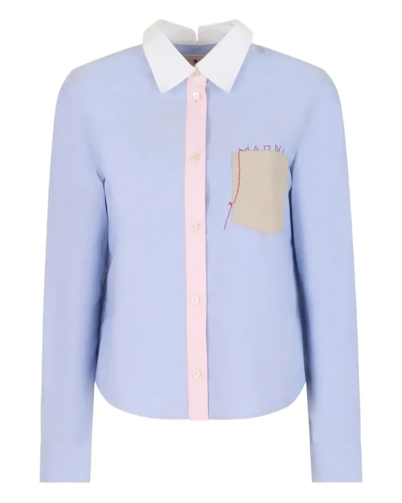 Marni contrast-collar oxford shirt - Blau Blau