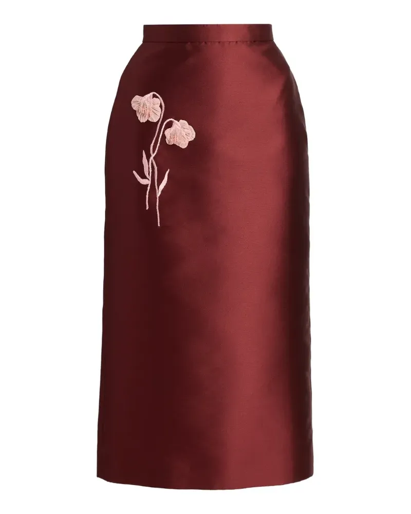 Erdem embroidered Mikado pencil skirt - Rot Rot