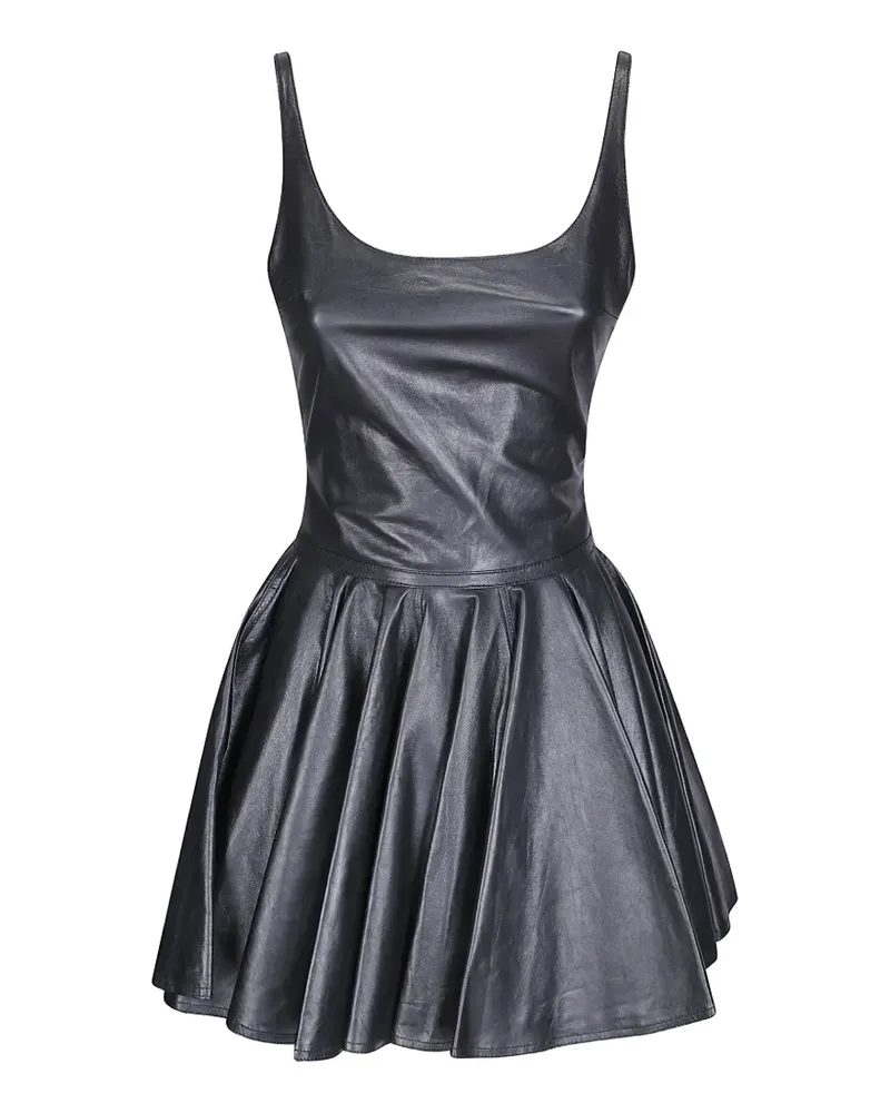 Haikure Lucrezia pleated leather mini dress - Schwarz Schwarz