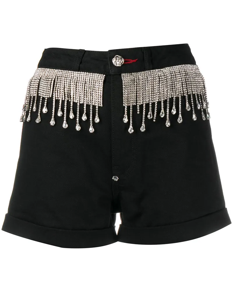 Philipp Plein Jeans-Shorts mit Kristallen - Schwarz Schwarz