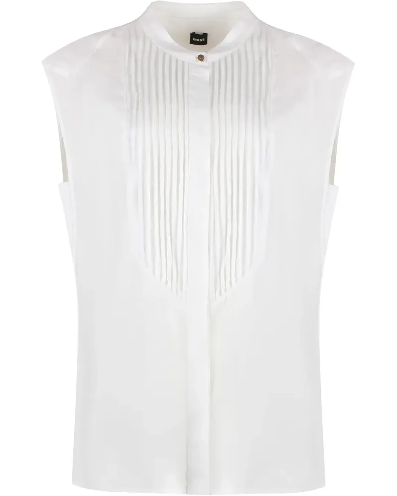 HUGO BOSS Bluse mit Falten - Weiß Weiß